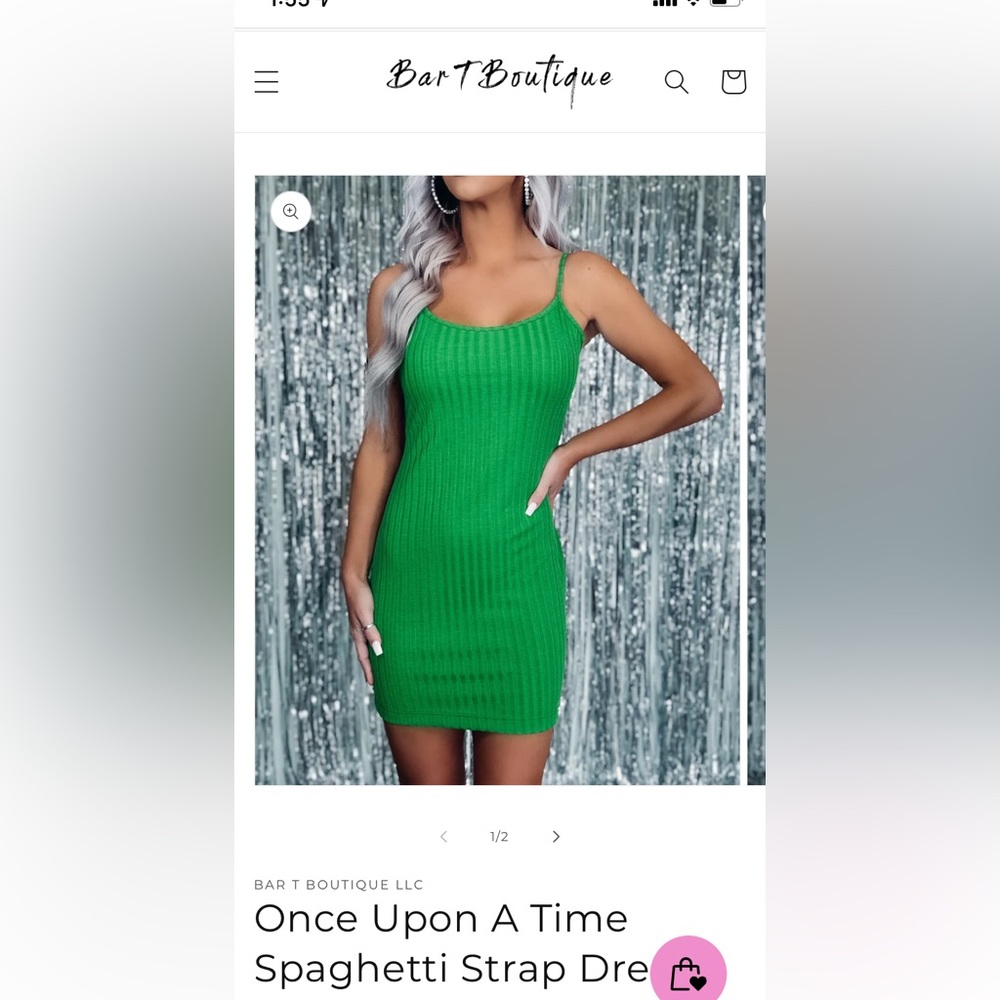 Spaghetti strap green dress - Picture 1 of 4